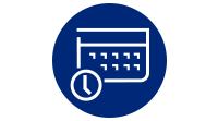 Symbol eines Kalenders mit Uhr für die Terminplanung