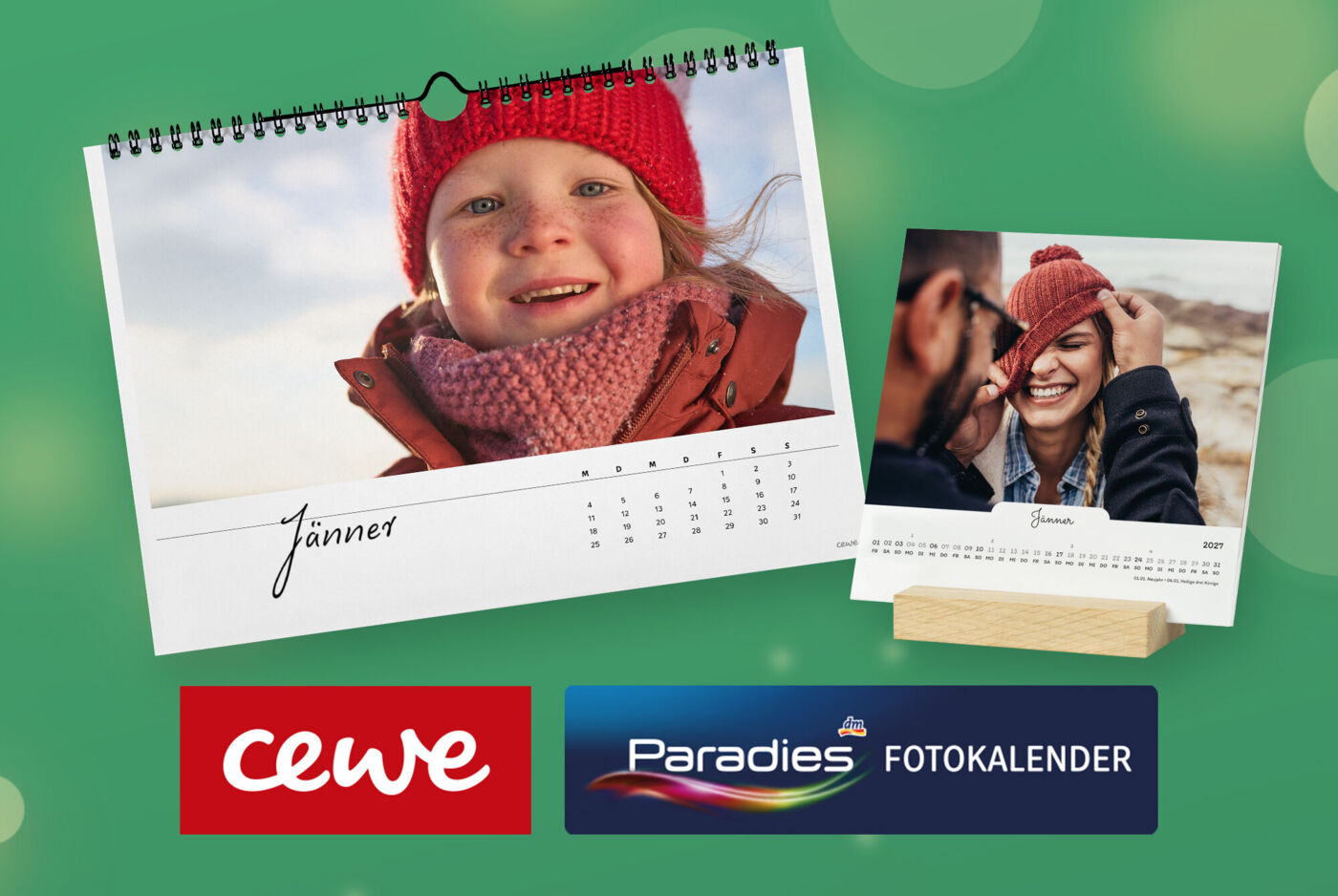 Wand- und Tischkalender mit eigenen Fotos, darunter die Marken CEWE und Paradies Fotokalender