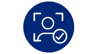 Symbol für eine erfolgreiche Gesichtserkennung mit Häkchen