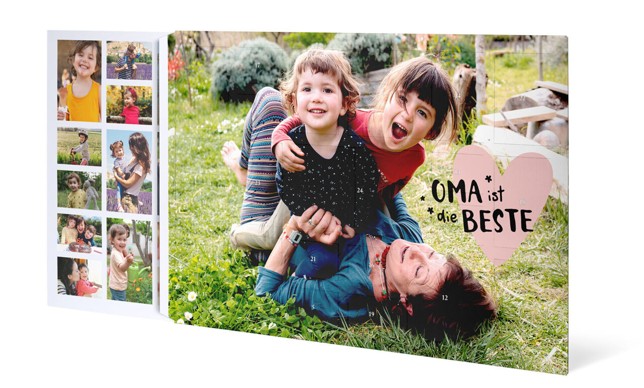 Adventskalender mit herausnehmbarer Poster-Collage, mit Fotos von spielenden Kindern