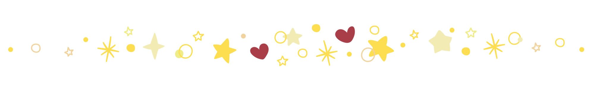  Trennlinie mit goldenen Sternen und roten Herzen 