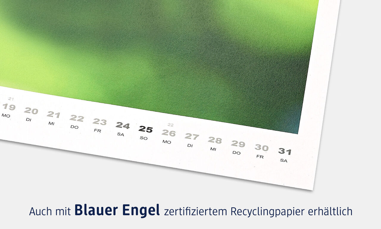 Seidig-matte Oberfläche des 100% Blauer Engel zertifizierten Recyclingpapiers