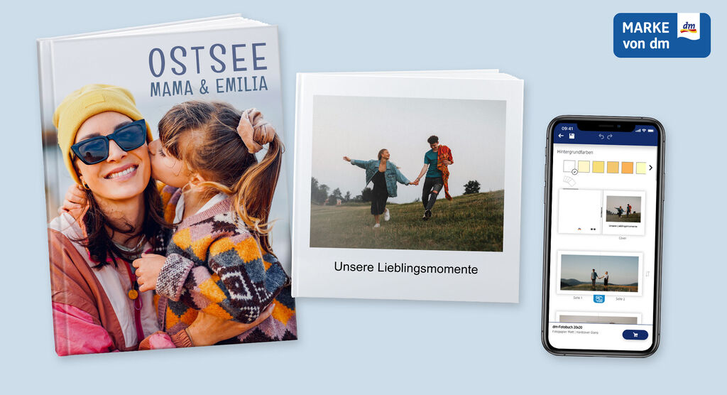 Fotobuch 20x20 wird schnell und einfach am Smartphone gestaltet mit den Lieblingsmomenten.